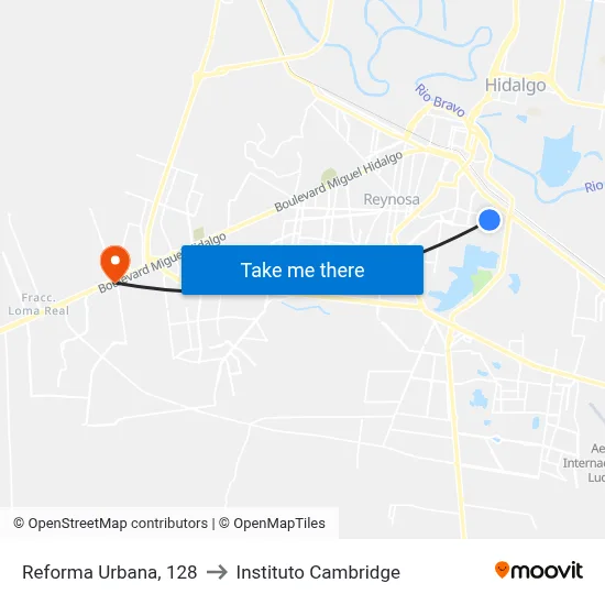 Reforma Urbana, 128 to Instituto Cambridge map