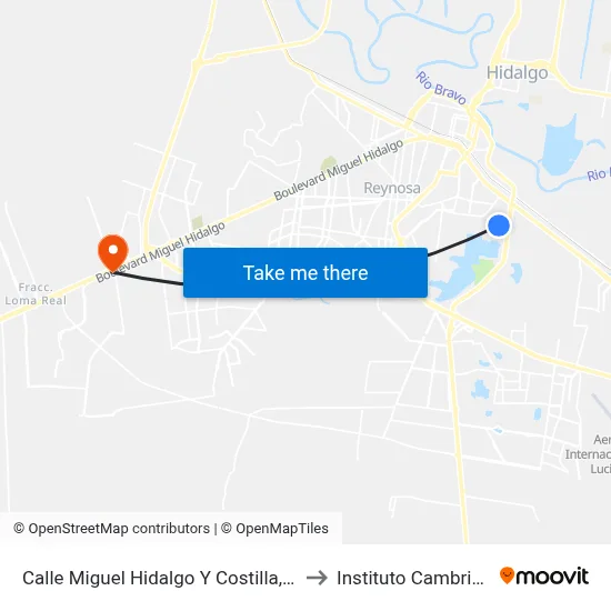 Calle Miguel Hidalgo Y Costilla, 104 to Instituto Cambridge map