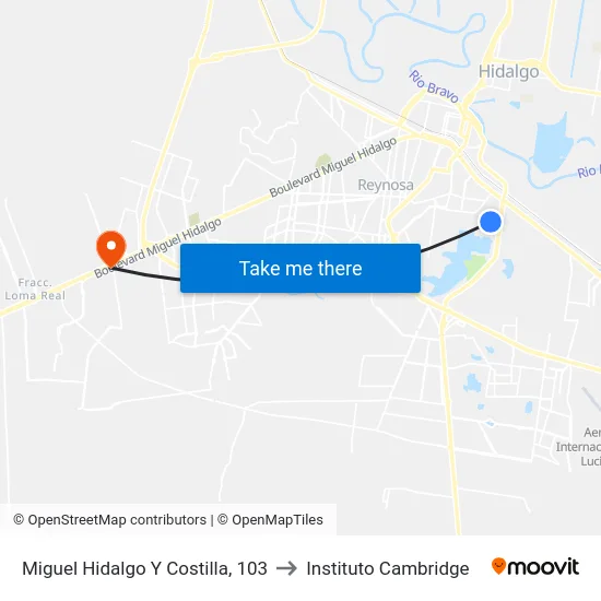 Miguel Hidalgo Y Costilla, 103 to Instituto Cambridge map