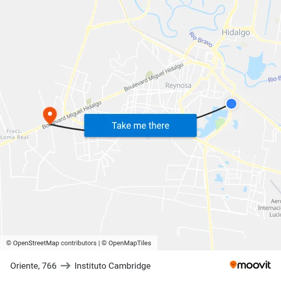 Oriente, 766 to Instituto Cambridge map