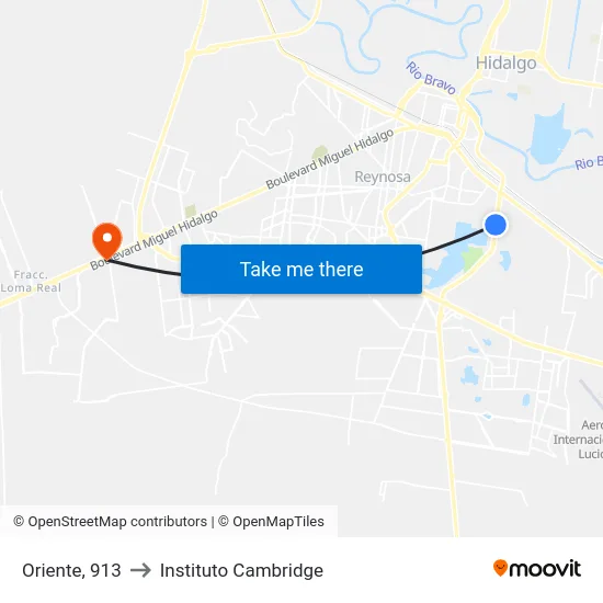Oriente, 913 to Instituto Cambridge map
