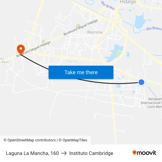 Laguna La Mancha, 160 to Instituto Cambridge map