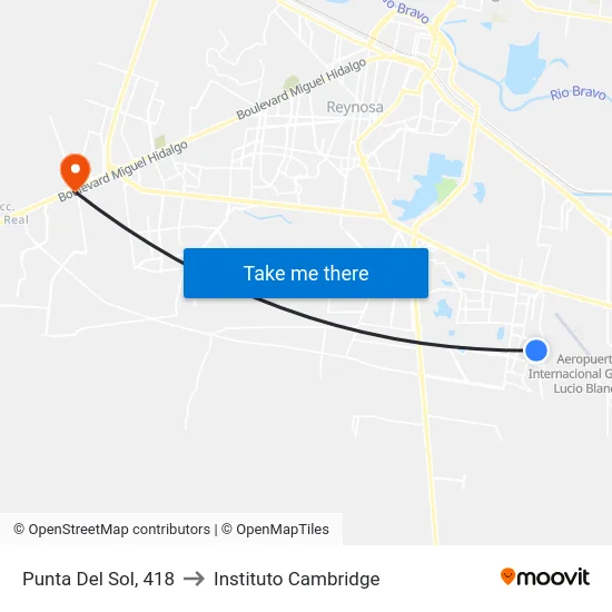 Punta Del Sol, 418 to Instituto Cambridge map