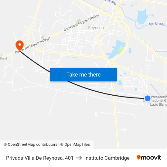 Privada Villa De Reynosa, 401 to Instituto Cambridge map