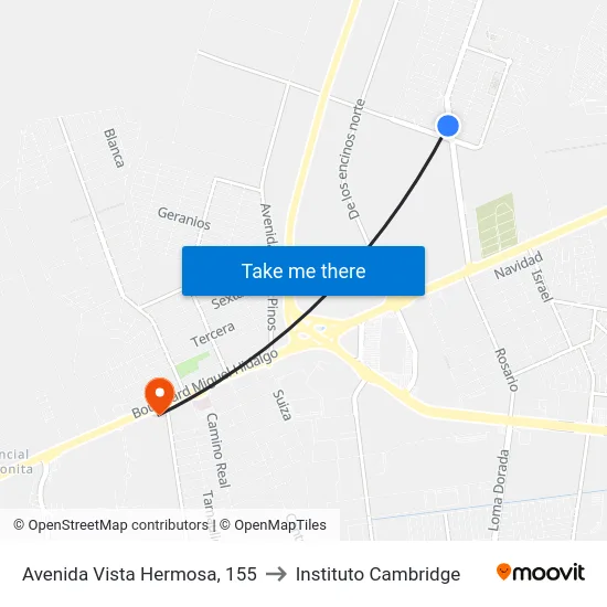 Avenida Vista Hermosa, 155 to Instituto Cambridge map