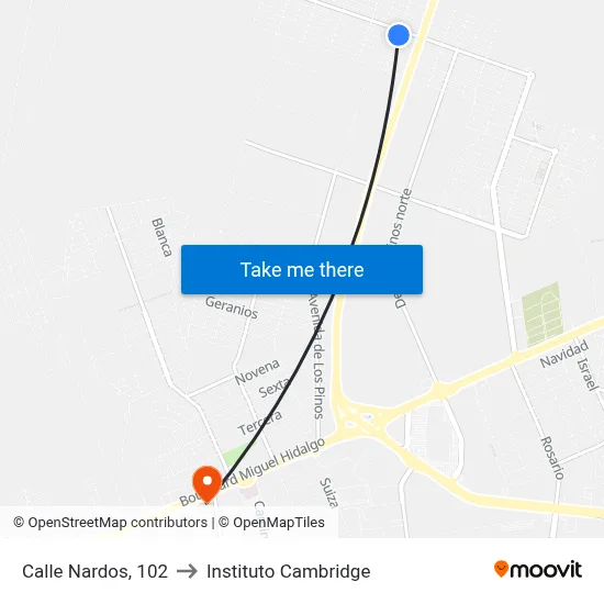 Calle Nardos, 102 to Instituto Cambridge map