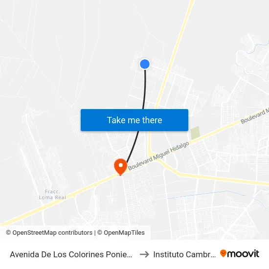 Avenida De Los Colorines Poniente, 403 to Instituto Cambridge map