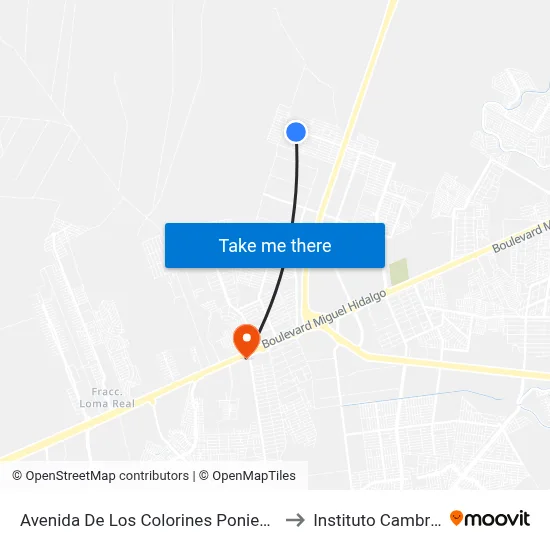Avenida De Los Colorines Poniente, 403 to Instituto Cambridge map