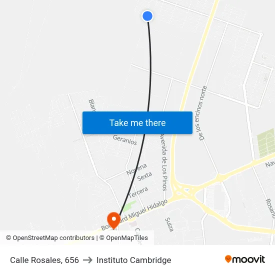 Calle Rosales, 656 to Instituto Cambridge map