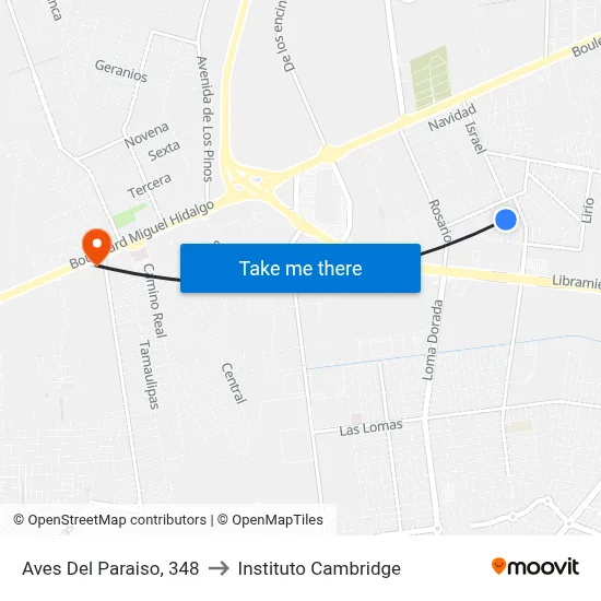 Aves Del Paraiso, 348 to Instituto Cambridge map