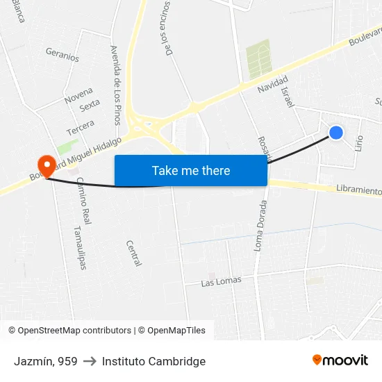 Jazmín, 959 to Instituto Cambridge map