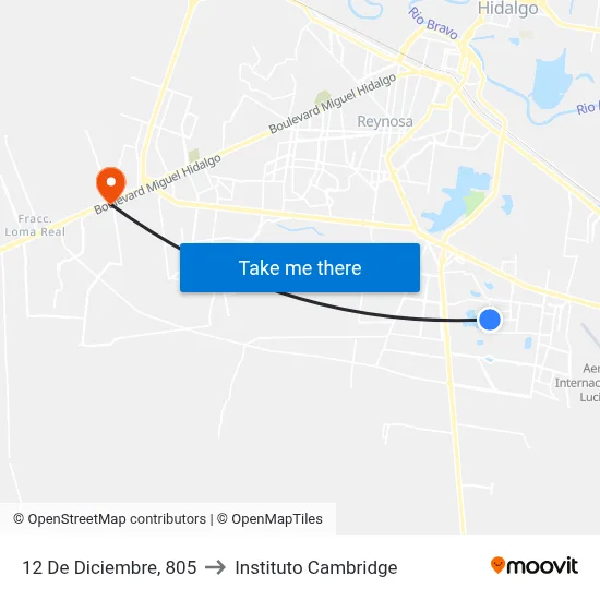 12 De Diciembre, 805 to Instituto Cambridge map