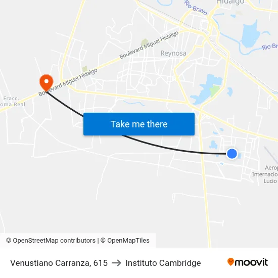 Venustiano Carranza, 615 to Instituto Cambridge map