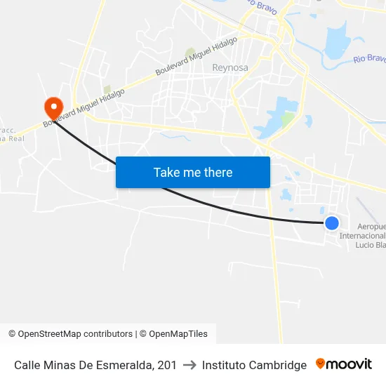 Calle Minas De Esmeralda, 201 to Instituto Cambridge map