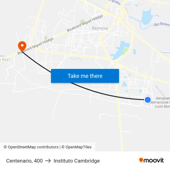 Centenario, 400 to Instituto Cambridge map