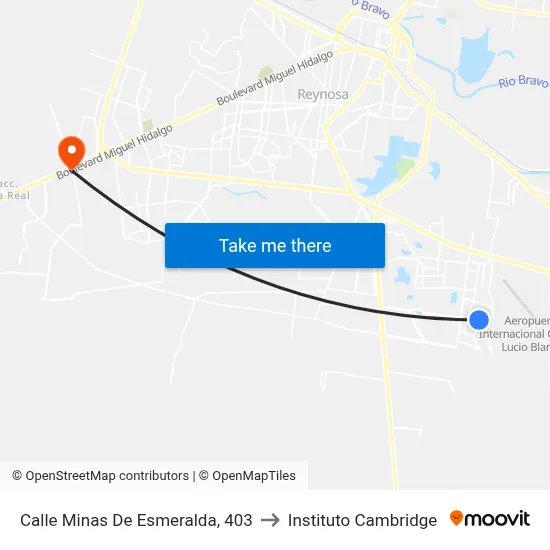 Calle Minas De Esmeralda, 403 to Instituto Cambridge map