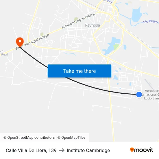 Calle Villa De Llera, 139 to Instituto Cambridge map