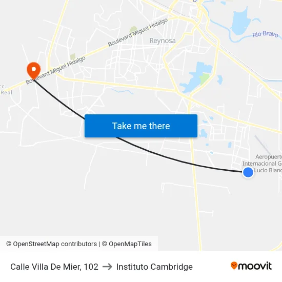 Calle Villa De Mier, 102 to Instituto Cambridge map