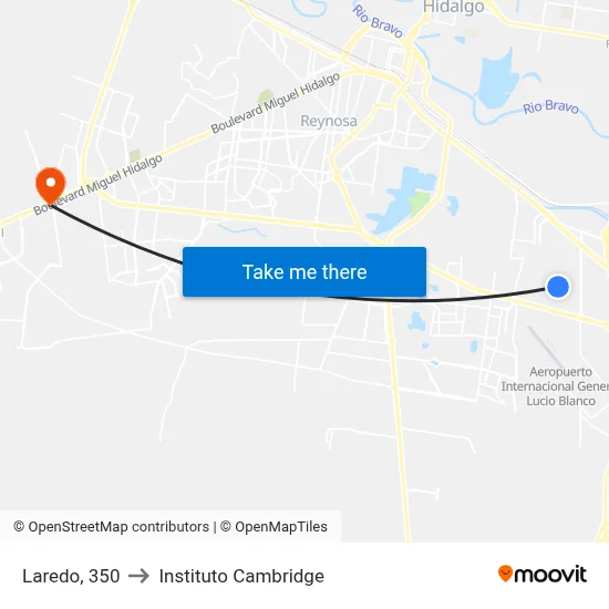 Laredo, 350 to Instituto Cambridge map