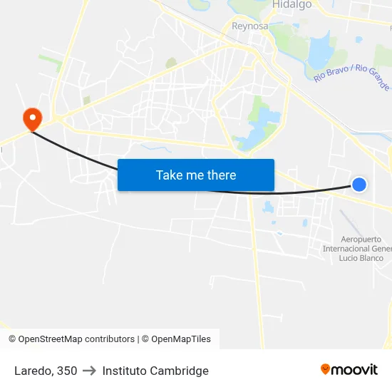 Laredo, 350 to Instituto Cambridge map