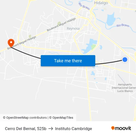 Cerro Del Bernal, 525b to Instituto Cambridge map