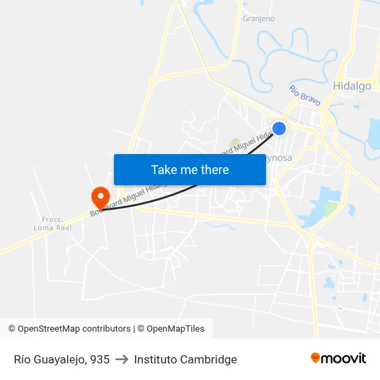 Río Guayalejo, 935 to Instituto Cambridge map