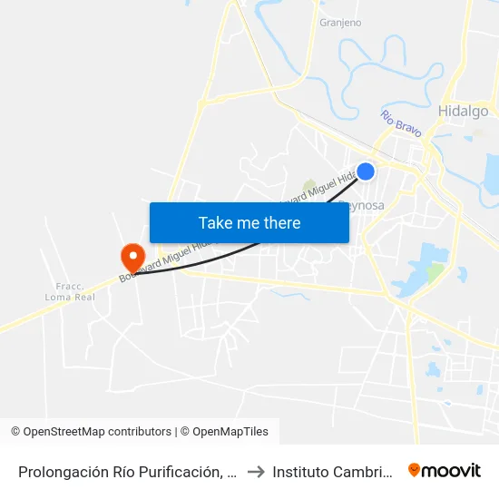 Prolongación Río Purificación, 455 to Instituto Cambridge map
