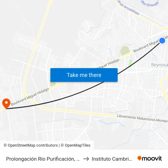 Prolongación Río Purificación, 460 to Instituto Cambridge map