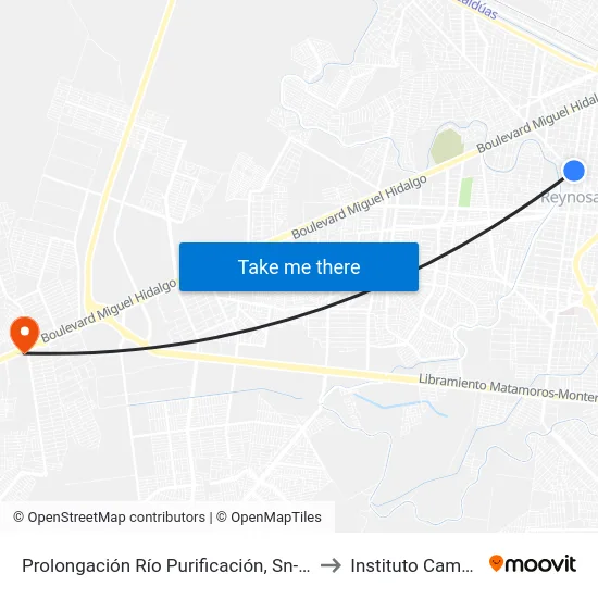 Prolongación Río Purificación, Sn-S Taqueria to Instituto Cambridge map