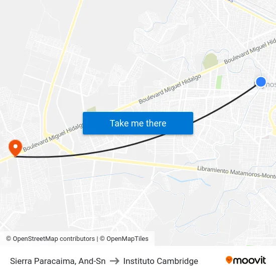 Sierra Paracaima, And-Sn to Instituto Cambridge map