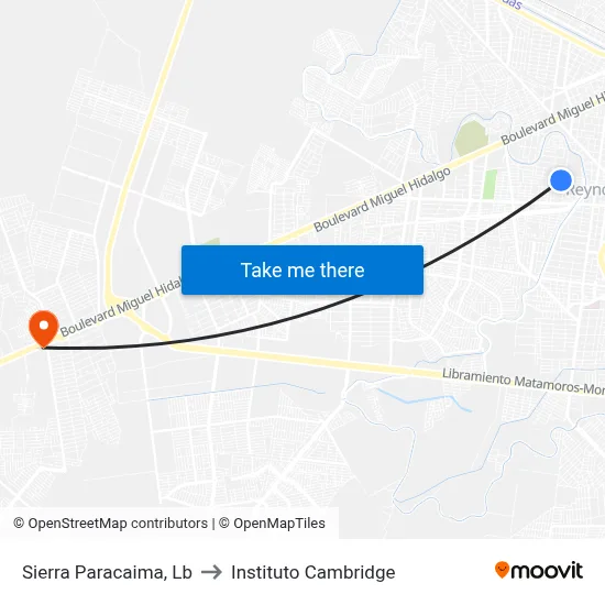 Sierra Paracaima, Lb to Instituto Cambridge map