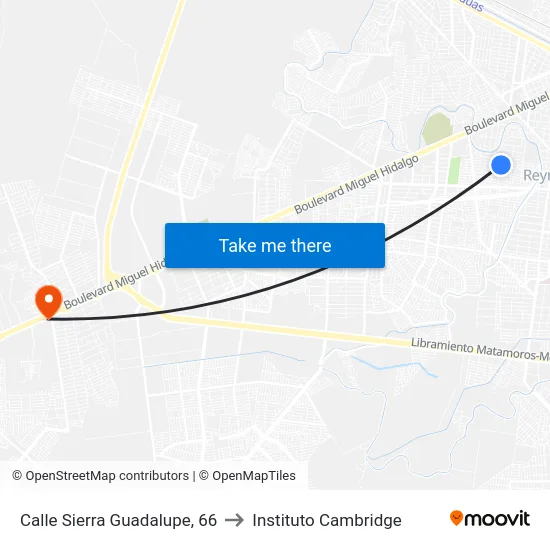 Calle Sierra Guadalupe, 66 to Instituto Cambridge map