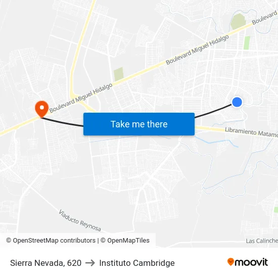 Sierra Nevada, 620 to Instituto Cambridge map
