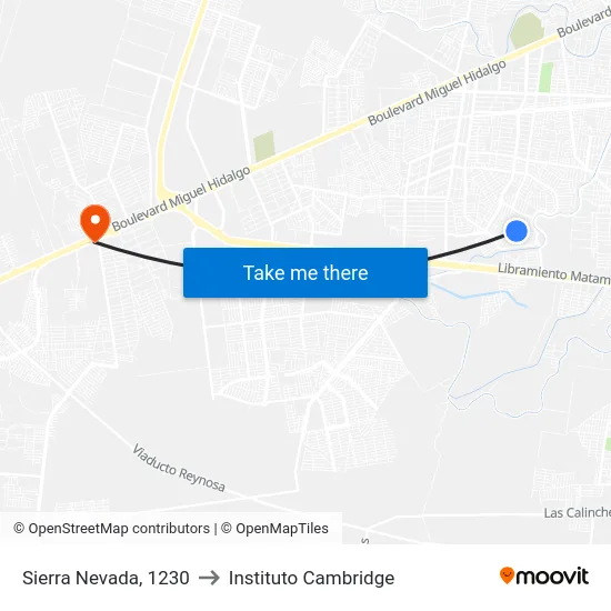 Sierra Nevada, 1230 to Instituto Cambridge map