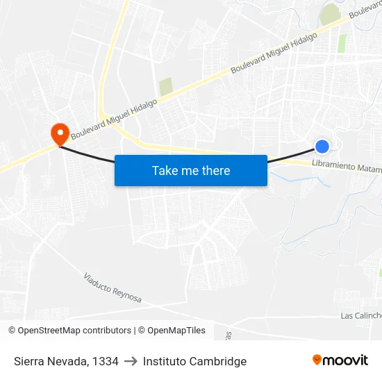 Sierra Nevada, 1334 to Instituto Cambridge map