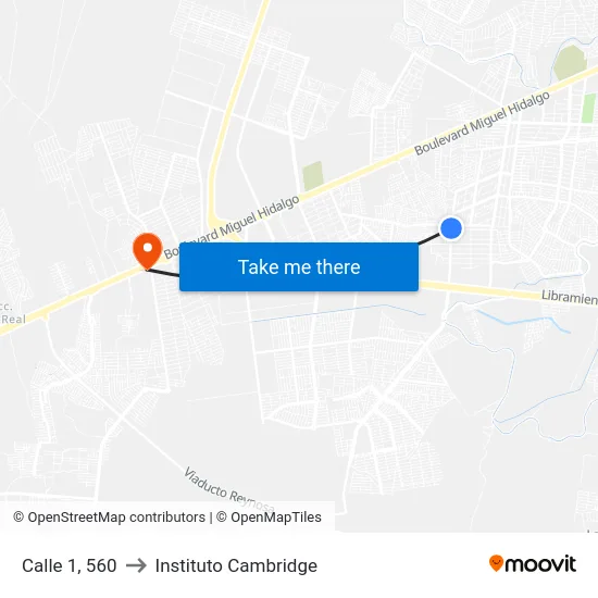 Calle 1, 560 to Instituto Cambridge map