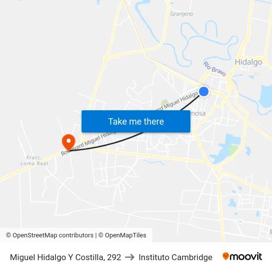 Miguel Hidalgo Y Costilla, 292 to Instituto Cambridge map