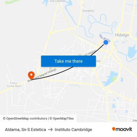 Aldama, Sn-S Estetica to Instituto Cambridge map