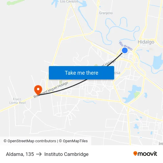 Aldama, 135 to Instituto Cambridge map