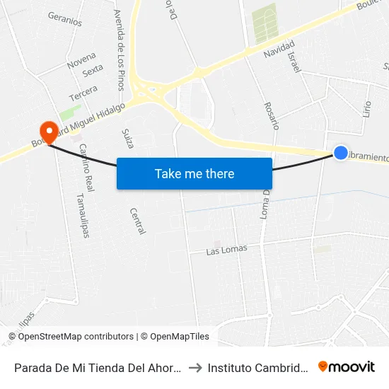 Parada De Mi Tienda Del Ahorro to Instituto Cambridge map