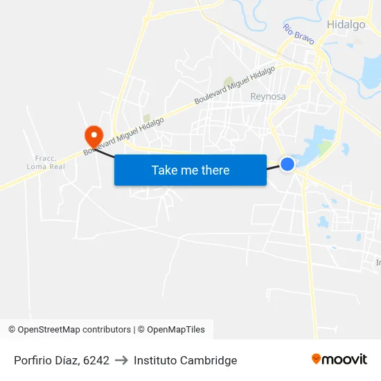 Porfirio Díaz, 6242 to Instituto Cambridge map