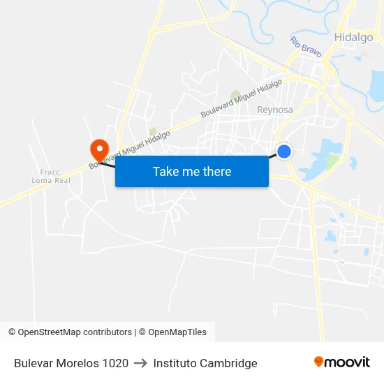 Bulevar Morelos 1020 to Instituto Cambridge map