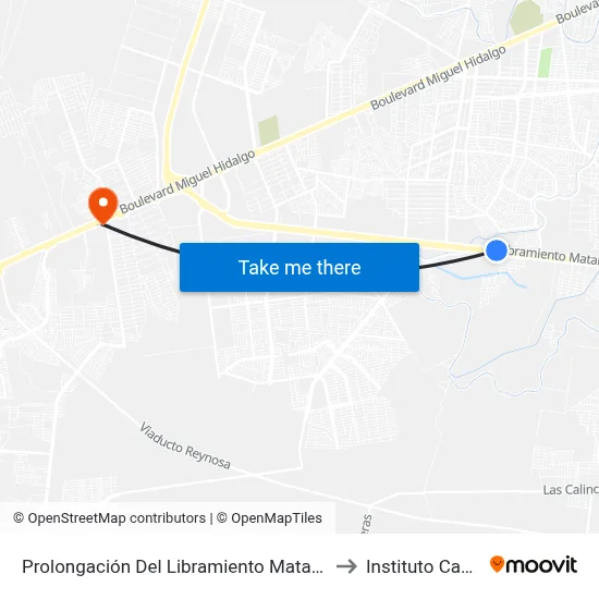 Prolongación Del Libramiento Matamoros-Monterrey to Instituto Cambridge map