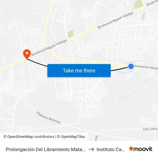 Prolongación Del Libramiento Matamoros-Monterrey to Instituto Cambridge map