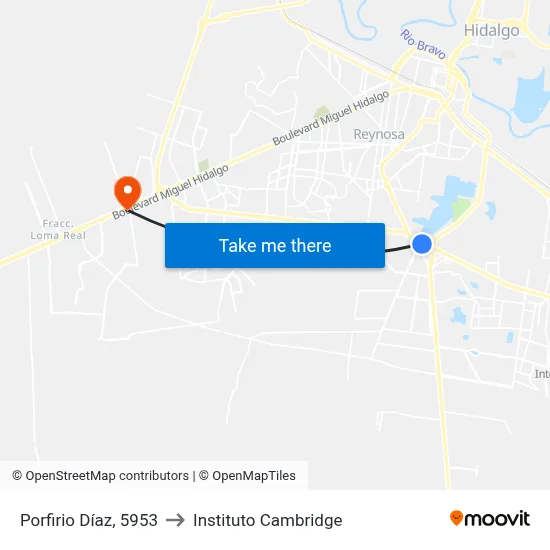 Porfirio Díaz, 5953 to Instituto Cambridge map
