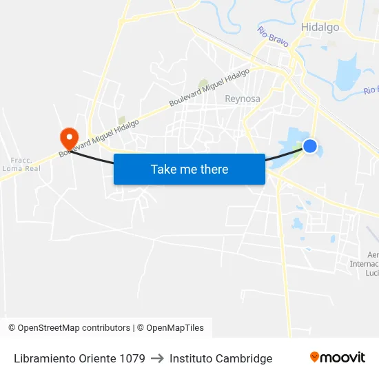 Libramiento Oriente 1079 to Instituto Cambridge map