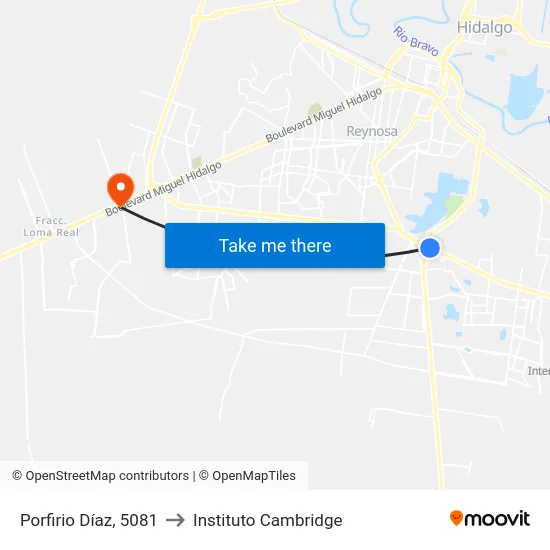 Porfirio Díaz, 5081 to Instituto Cambridge map