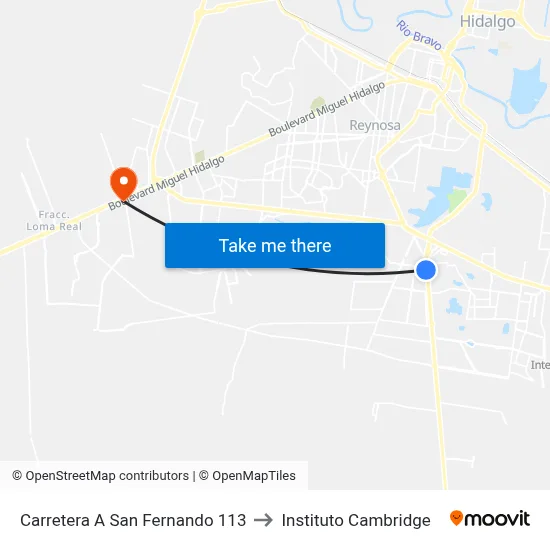 Carretera A San Fernando 113 to Instituto Cambridge map