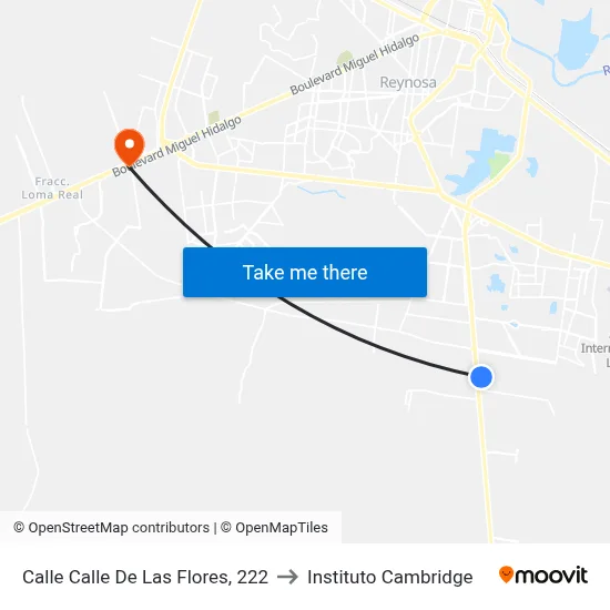 Calle Calle De Las Flores, 222 to Instituto Cambridge map