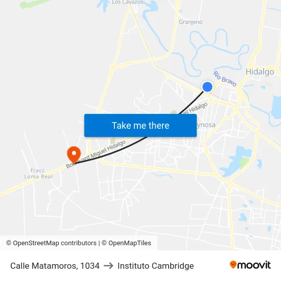 Calle Matamoros, 1034 to Instituto Cambridge map